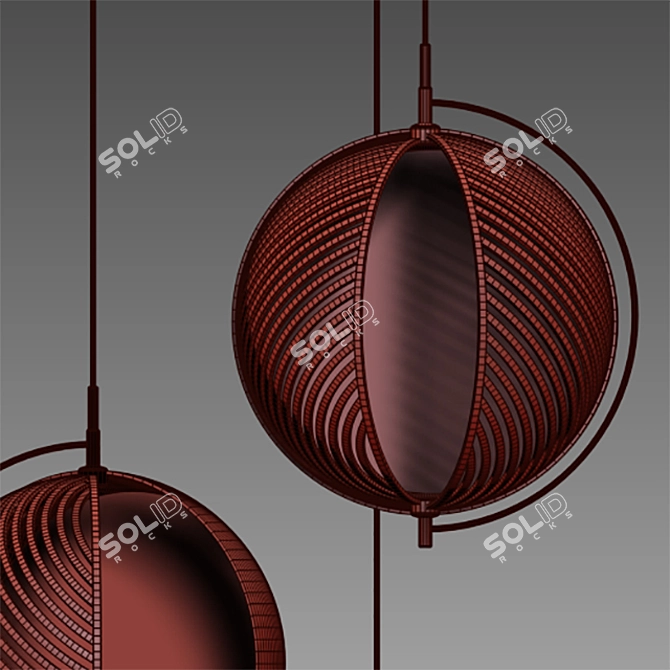 Elegant Black Pendant Lamp - PLUTO 3D model image 3