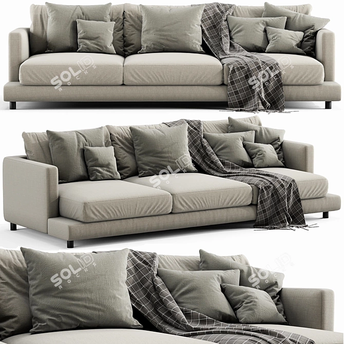 Flexform Long Island 3 Seater Sofa 3D model image 1