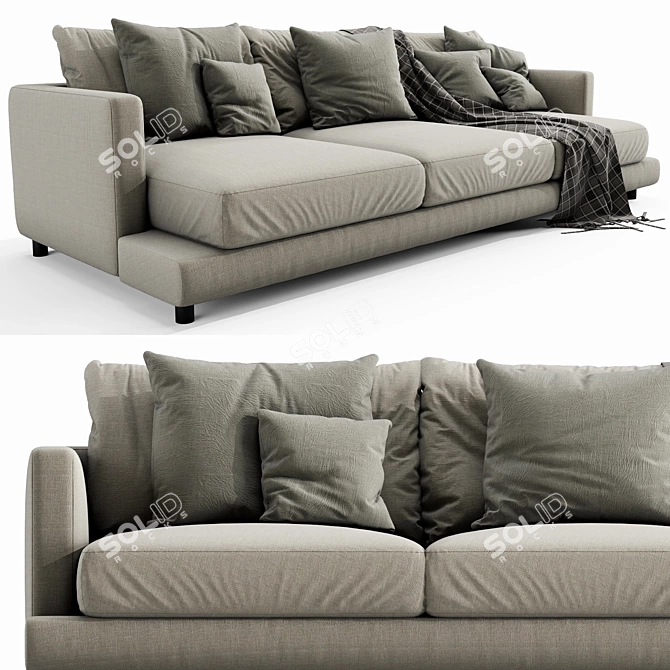 Flexform Long Island 3 Seater Sofa 3D model image 4