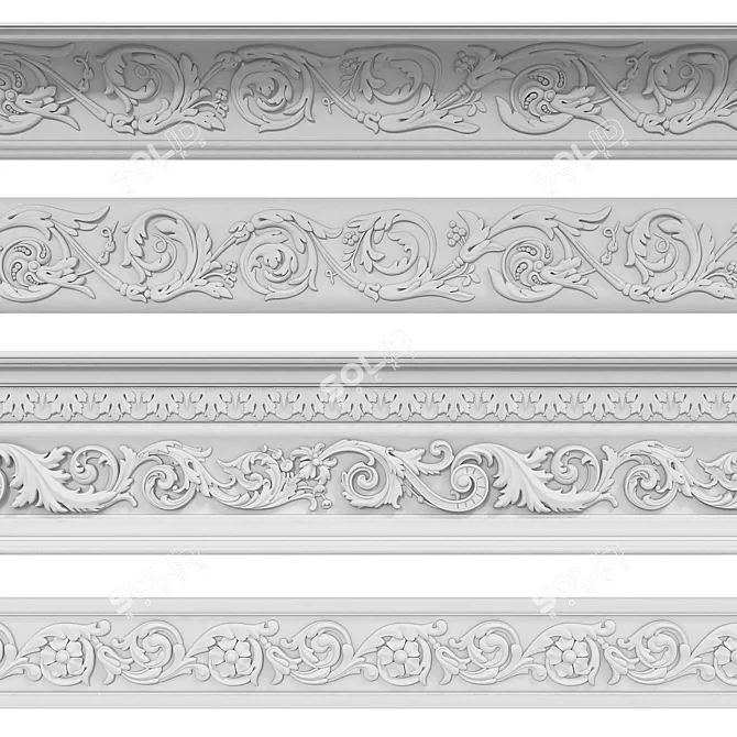 Elegant Cornice Set - 4 Designs 3D model image 2