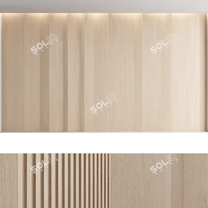 Title: Decorative Wood Wall Panel Set 3D model image 2