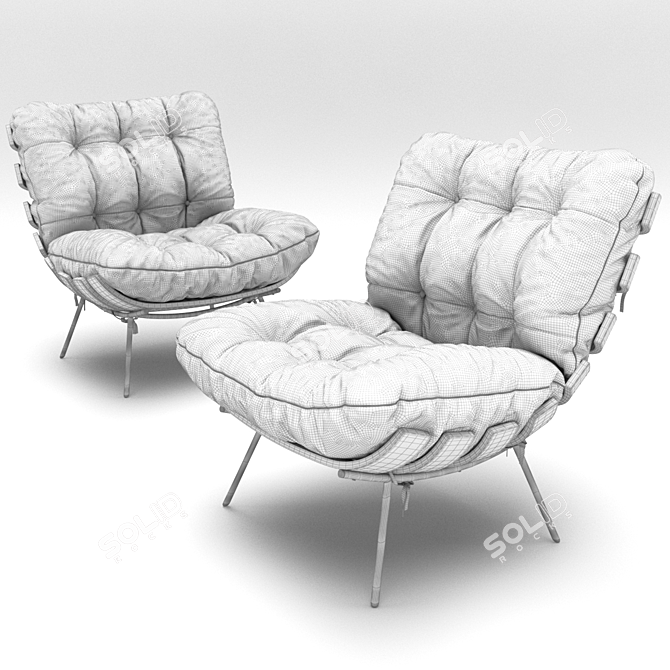 Modern Costela Armchair: Sleek Design & Comfort 3D model image 5