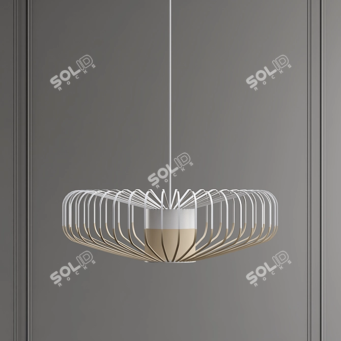 Elegant Bamboo Pendant Light 3D model image 2