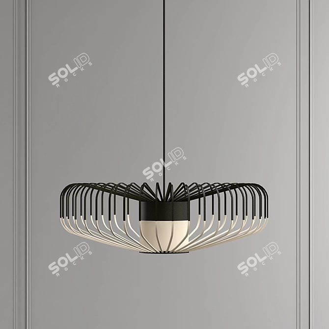 Elegant Bamboo Pendant Light 3D model image 3