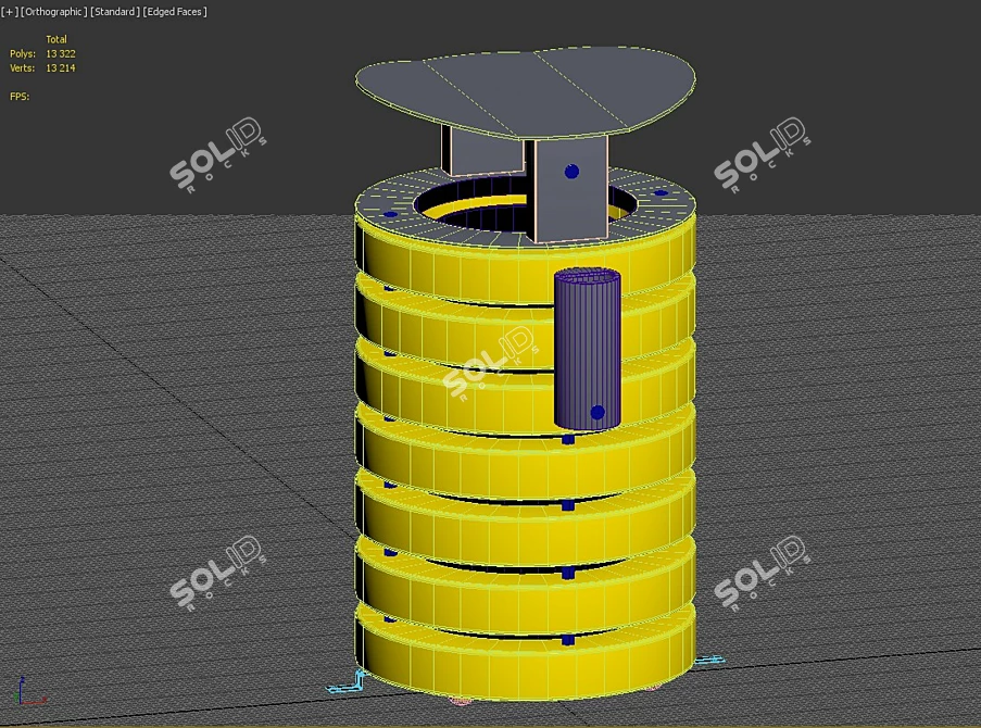 Yellow Concrete Street Urn 3D model image 2