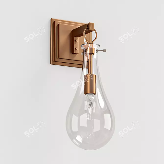 Antique Brass-Plated Glass Drop Pendant 3D model image 1