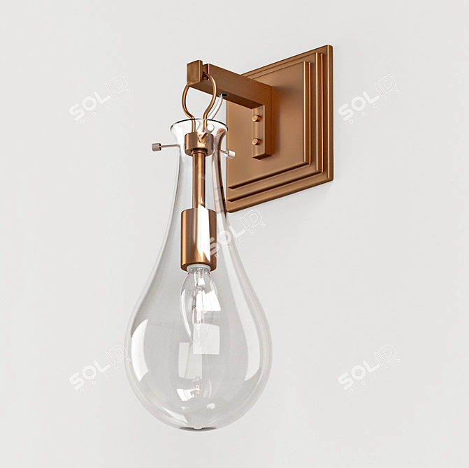 Antique Brass-Plated Glass Drop Pendant 3D model image 4