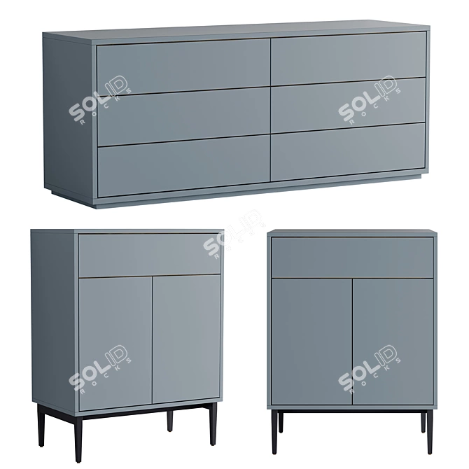 Customizable Pixel Cabinet Chest 3D model image 3