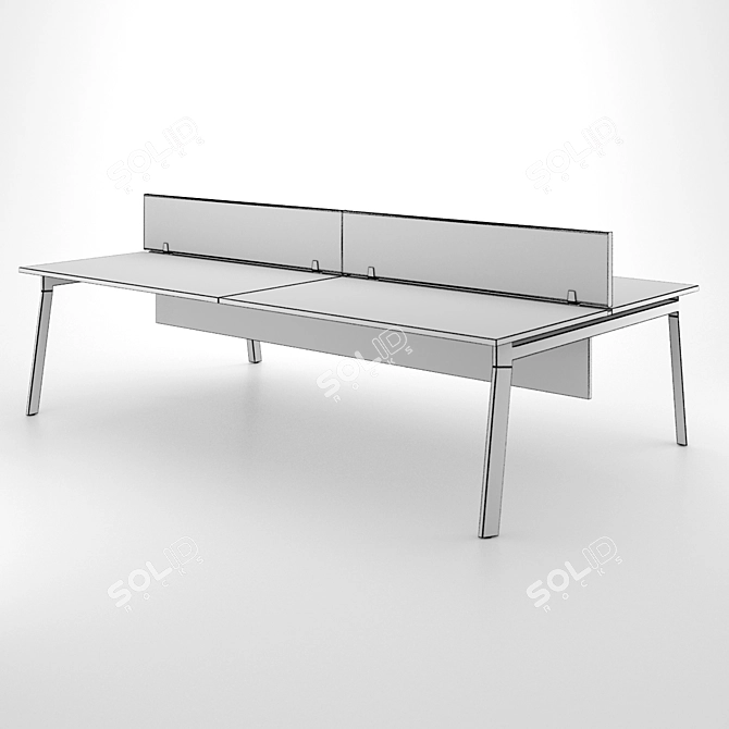 Sleek Office Workstation Desk 3D model image 5