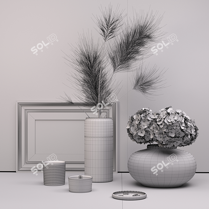 Elegant Dried Floral Hydrangea Set 3D model image 4