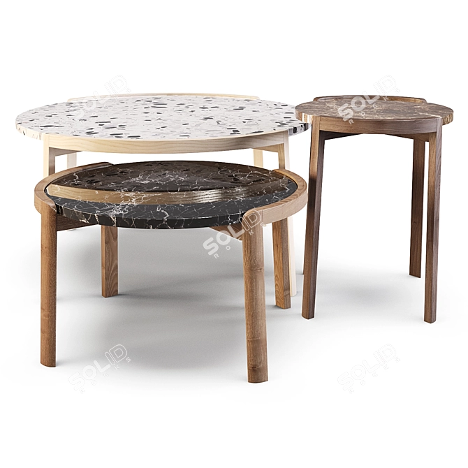 Natural Organic Wood Coffee Table 3D model image 2