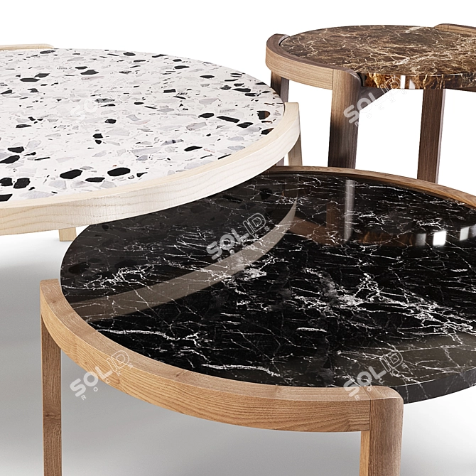 Natural Organic Wood Coffee Table 3D model image 3