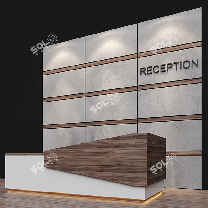 Modern Reception Desk with 3550 x 1250 x 1550 mm Dimensions 3D model image 2