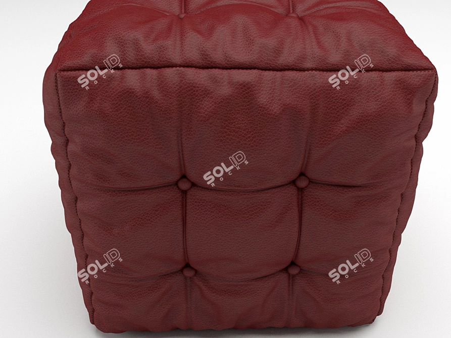 Leather Cube Pouf 3D model image 2