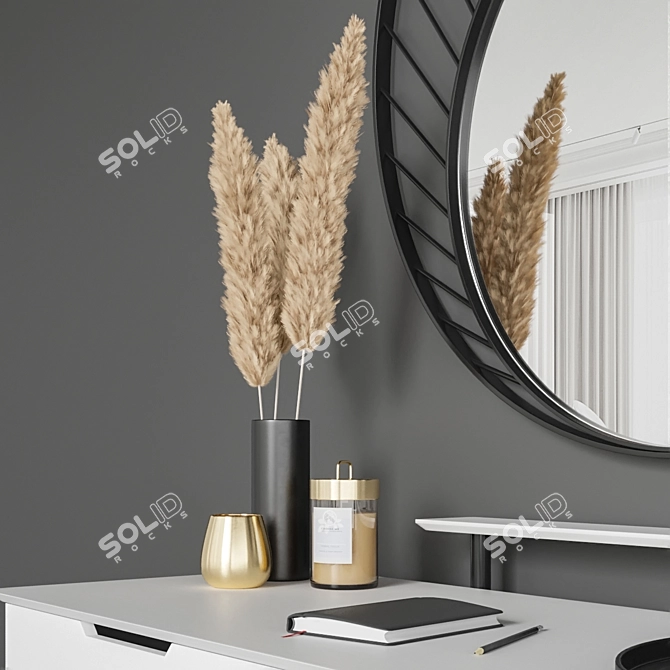 Elegant Vanity Set with Mirror 3D model image 2