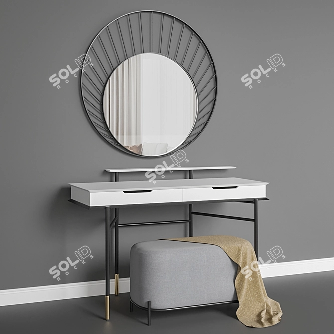 Elegant Vanity Set with Mirror 3D model image 9