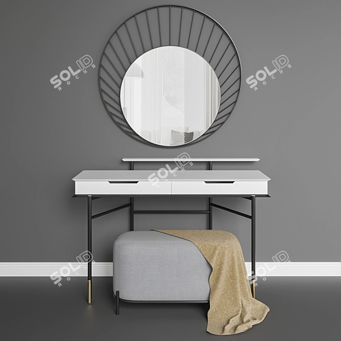 Elegant Vanity Set with Mirror 3D model image 10