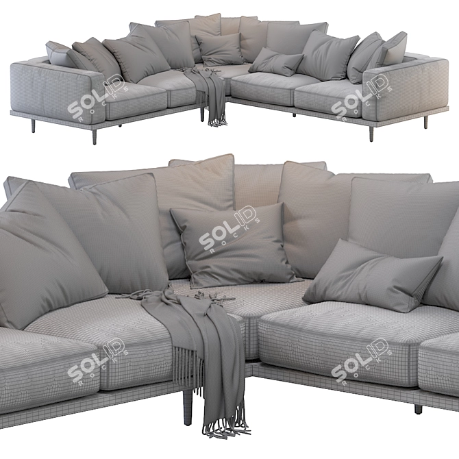 Luxurious Newport L-Shaped Sectional 3D model image 3