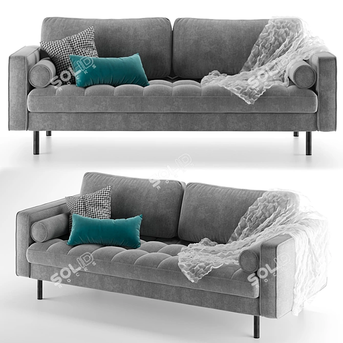 Bogard Velvet Sofa: Elegant Comfort 3D model image 1