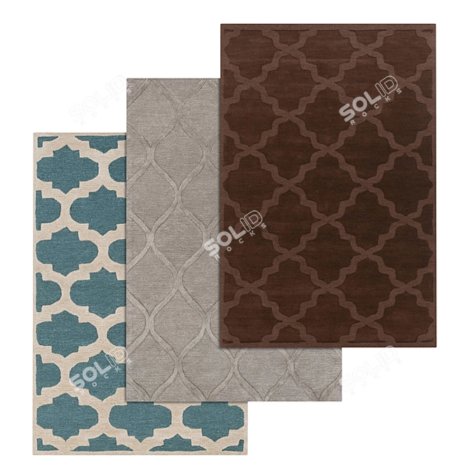 Luxury Rug Set: High-Quality Textures - 3 Variations 3D model image 1