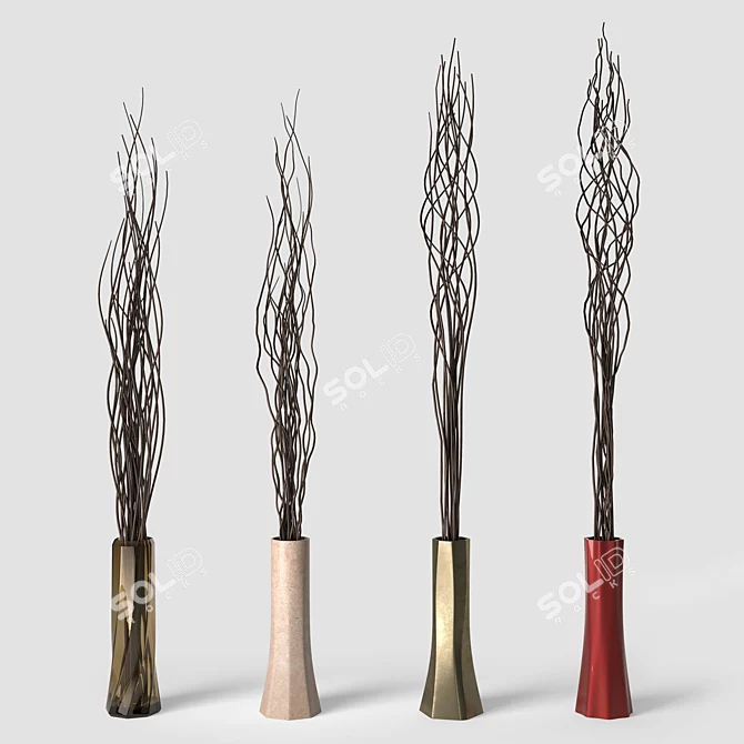 Branch Decor Set - Versatile Vases, Various Materials 3D model image 3