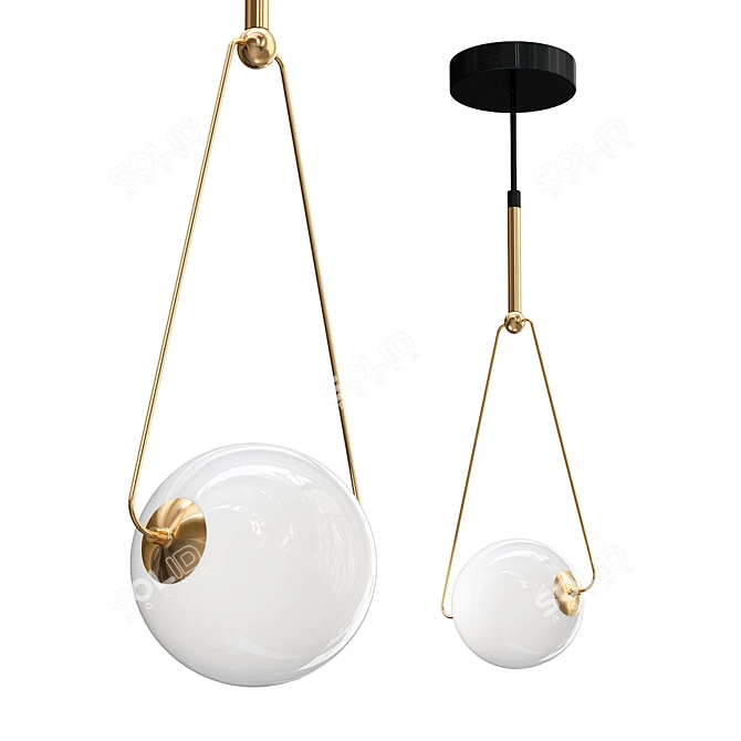 Golden Glass Pendant Light 3D model image 2