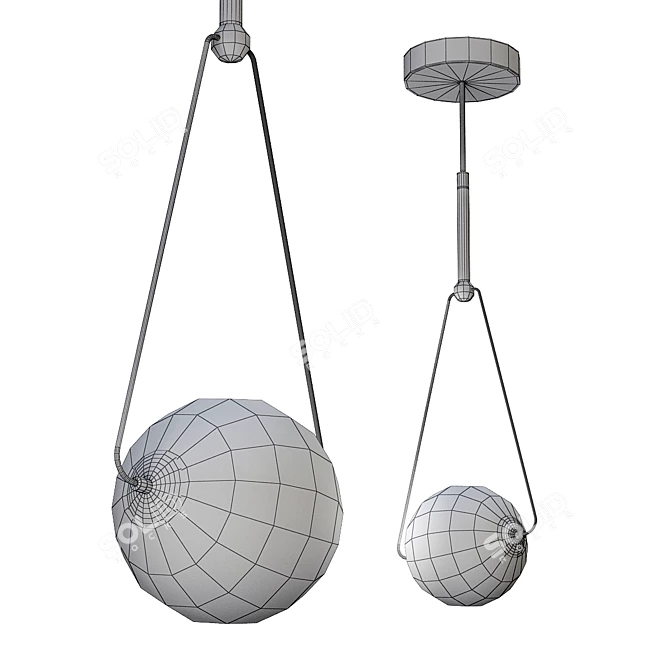 Golden Glass Pendant Light 3D model image 1