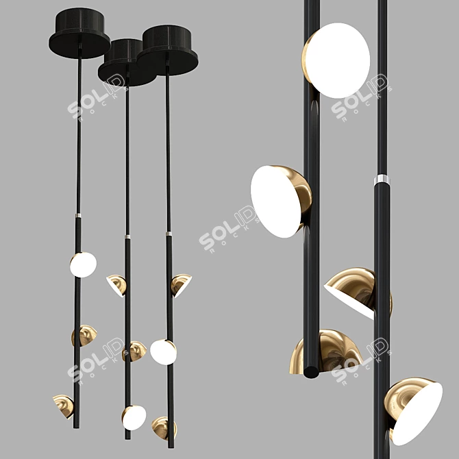 Modern Tri-Light LED Pendant 3D model image 1