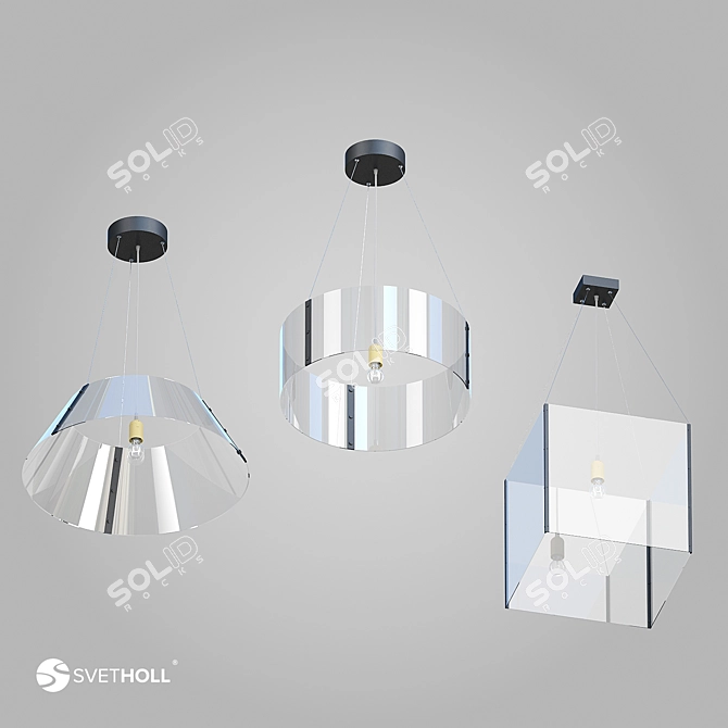 Title: Bent Acrylic Pendant Light | Customizable Sizes & Colors 3D model image 1