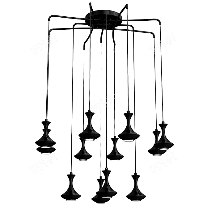 Tracery Pendant: Black & White Bliss 3D model image 2