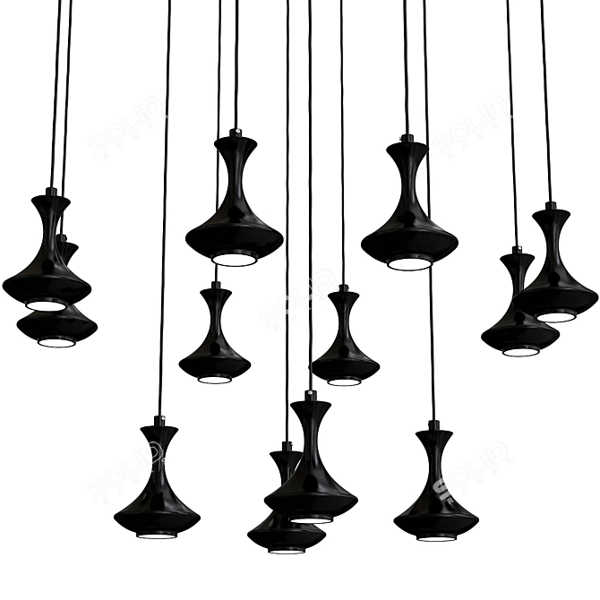 Tracery Pendant: Black & White Bliss 3D model image 3