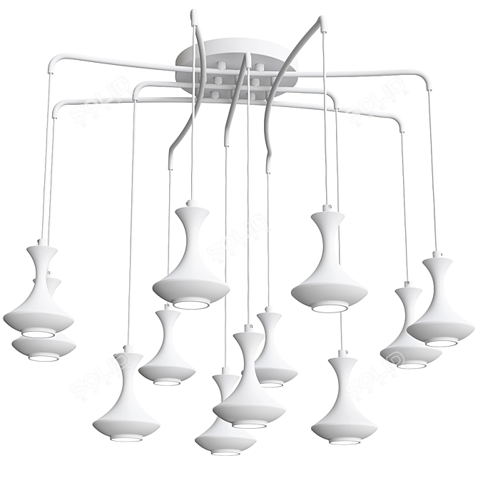 Tracery Pendant: Black & White Bliss 3D model image 4