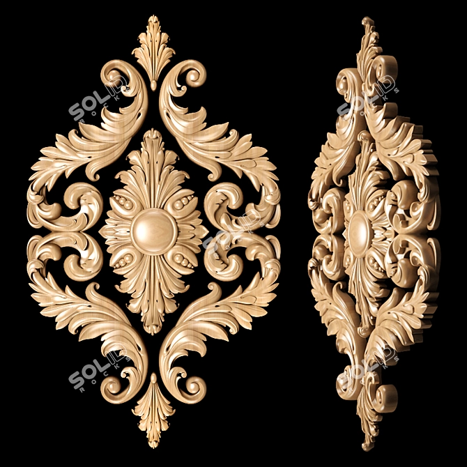 Classic Carving Trim: Detailed CNC & Rendering 3D model image 3