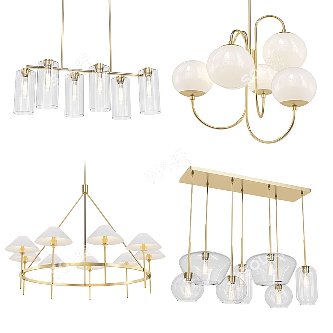 Modern Glass Chandeliers Collection 3D model image 1