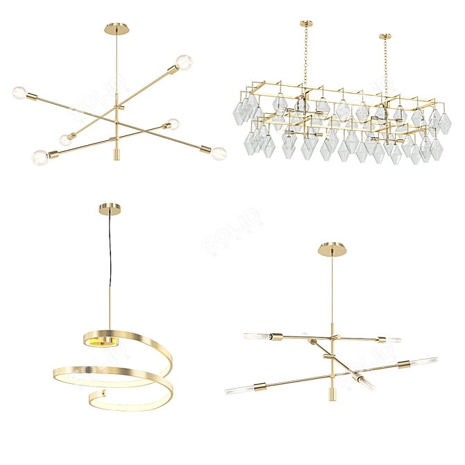 Modern Collection Chandeliers 3D model image 1