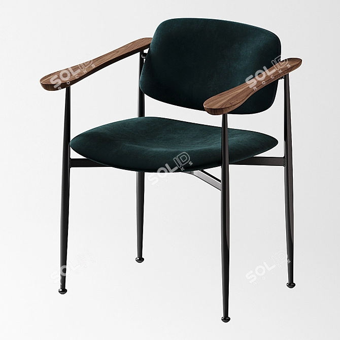 AM.PM Floyd Chair: Stylish Steel Frame with Walnut Armrests 3D model image 4