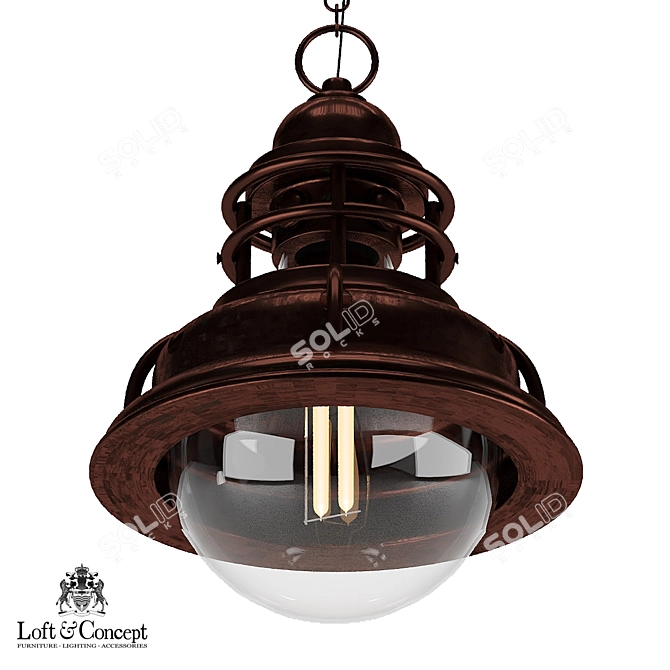 Vintage Copper Bubble Pendant 3D model image 1