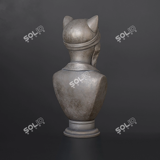 Feline Flyer: Cat Pilot Bust 3D model image 3