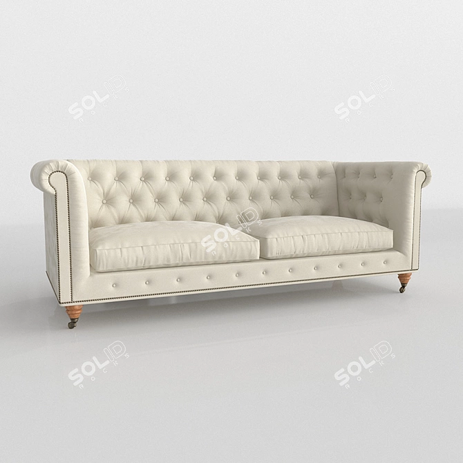 Light Fabric Sofa 3D model image 3