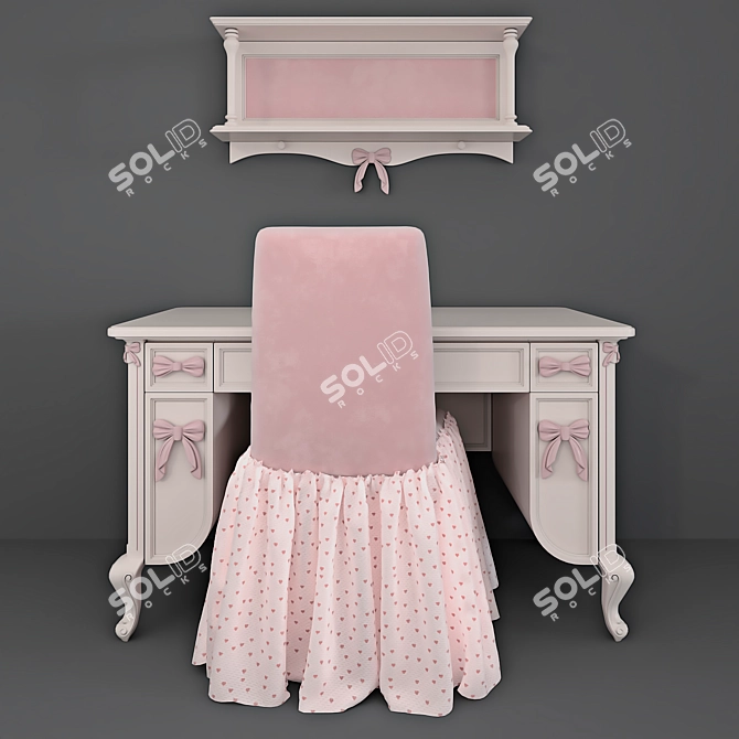 Elegant Dolfi Table & Chair 3D model image 1