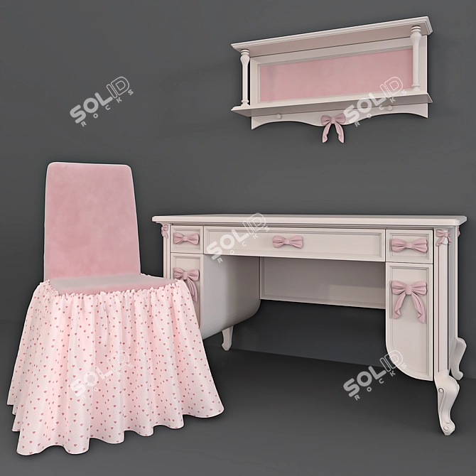 Elegant Dolfi Table & Chair 3D model image 2