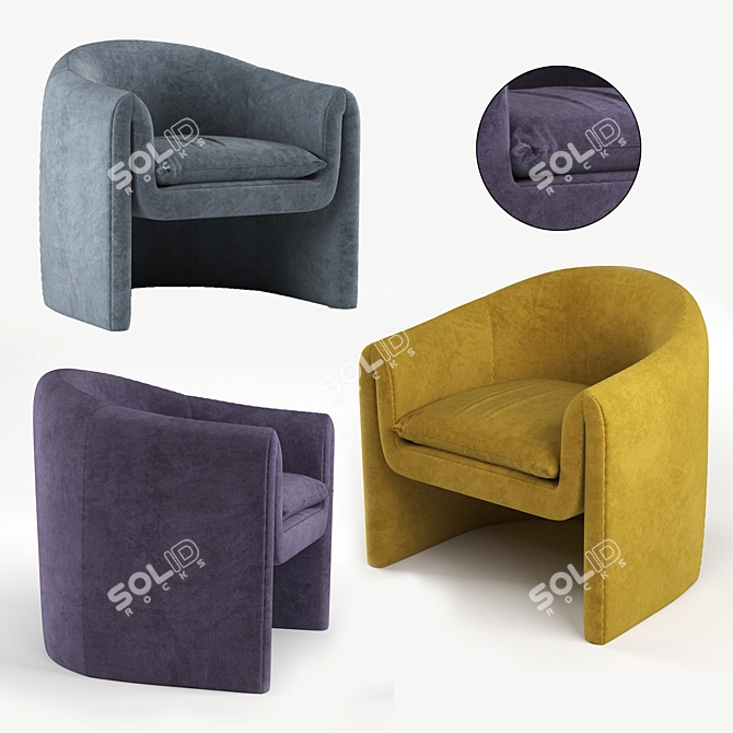 Velvet Artistic Chair 3D model image 2