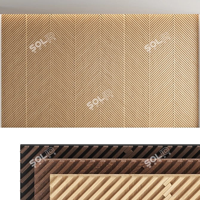 Decorative Wood Wall Panel Set 3D model image 1