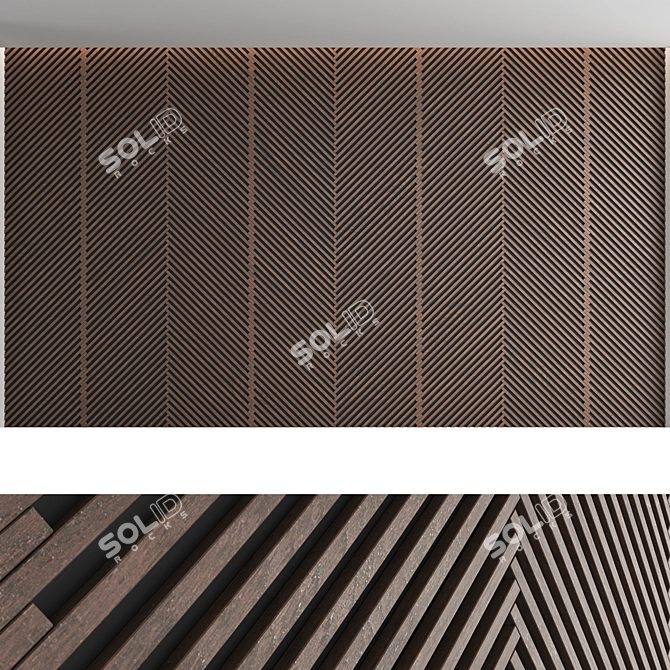 Decorative Wood Wall Panel Set 3D model image 2