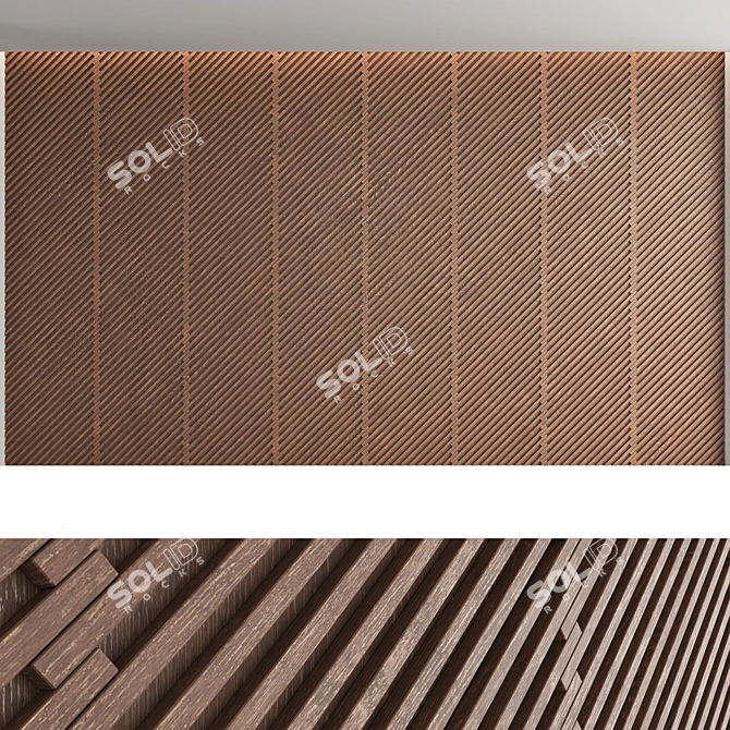 Decorative Wood Wall Panel Set 3D model image 3