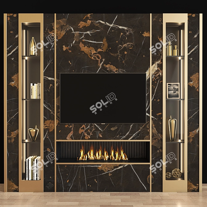 Sleek Modern TV Wall Unit 3D model image 1