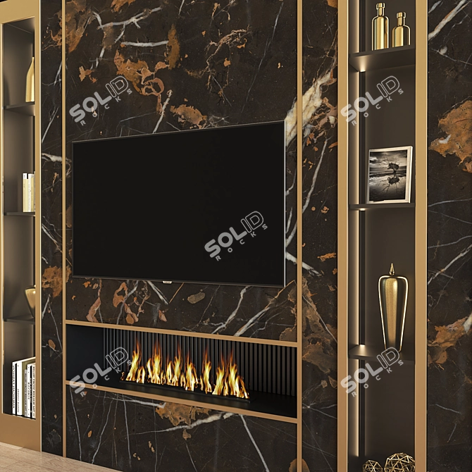 Sleek Modern TV Wall Unit 3D model image 2