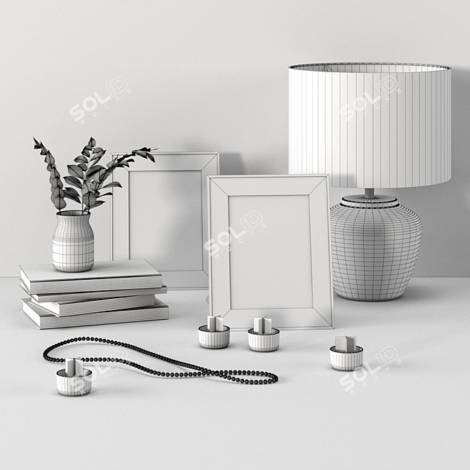 Elegant Decor Set: Frame and Lamp 3D model image 2