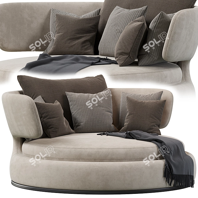 Luxurious Amoenus Soft Swivel Sofa 3D model image 1