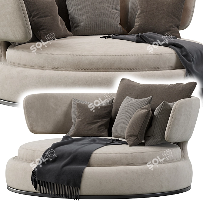 Luxurious Amoenus Soft Swivel Sofa 3D model image 2